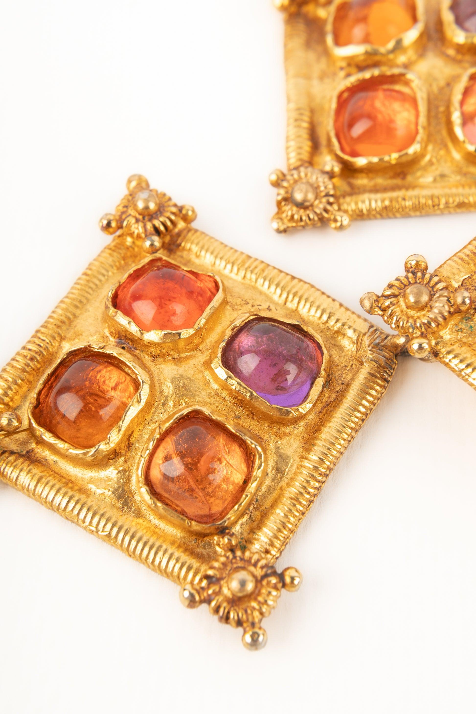 Women's Christian Lacroix Golden Metal Earrings For Sale