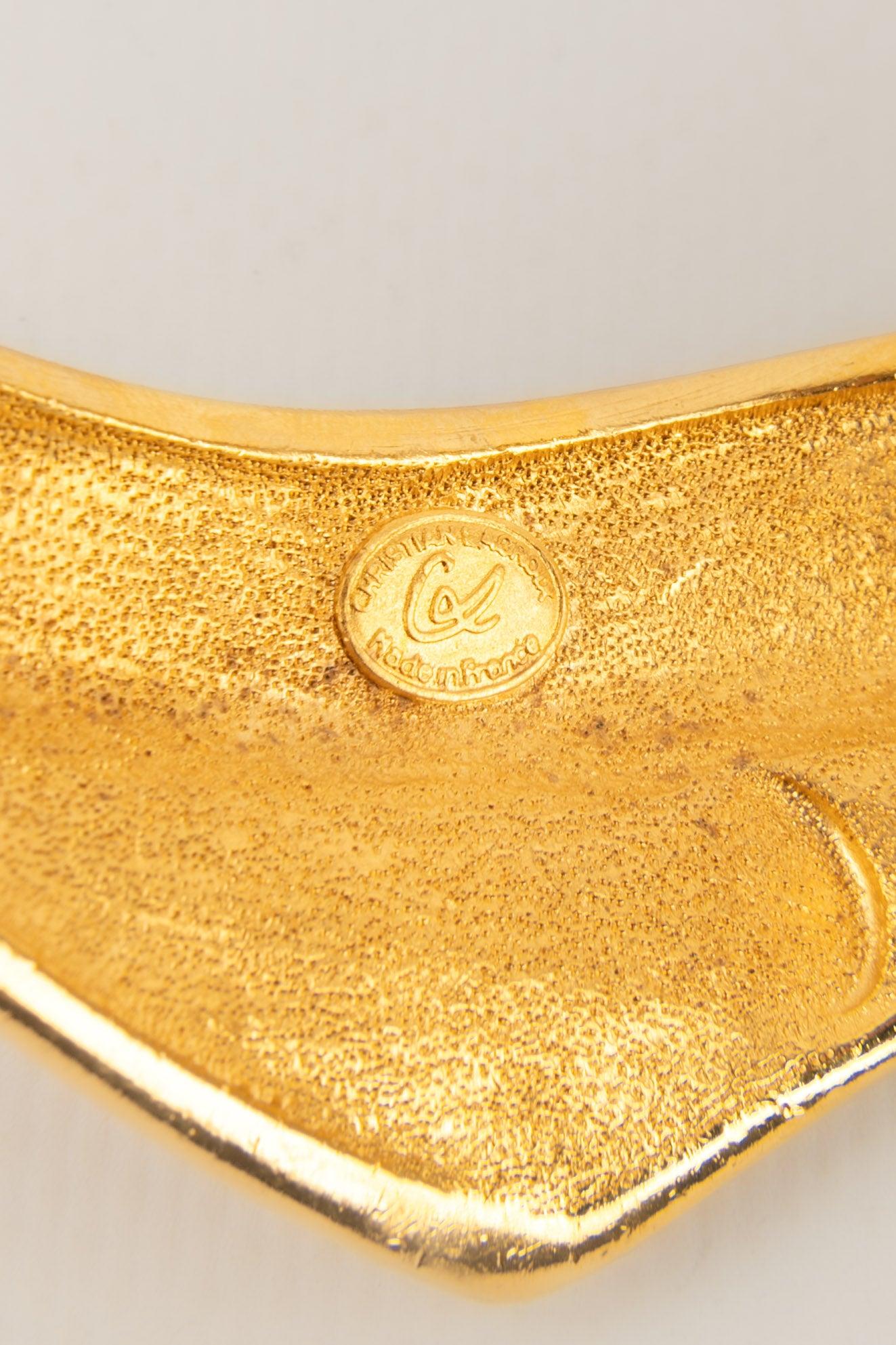 Christian Lacroix, collier court en métal doré avec strass  en vente 3