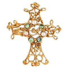 Superbe broche croix vintage Christian Lacroix, années 90