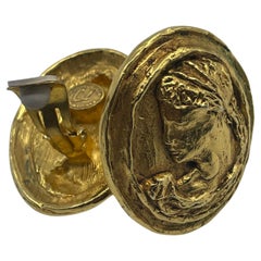 Christian Lacroix Greek Roman Cameo Clip-On Earrings