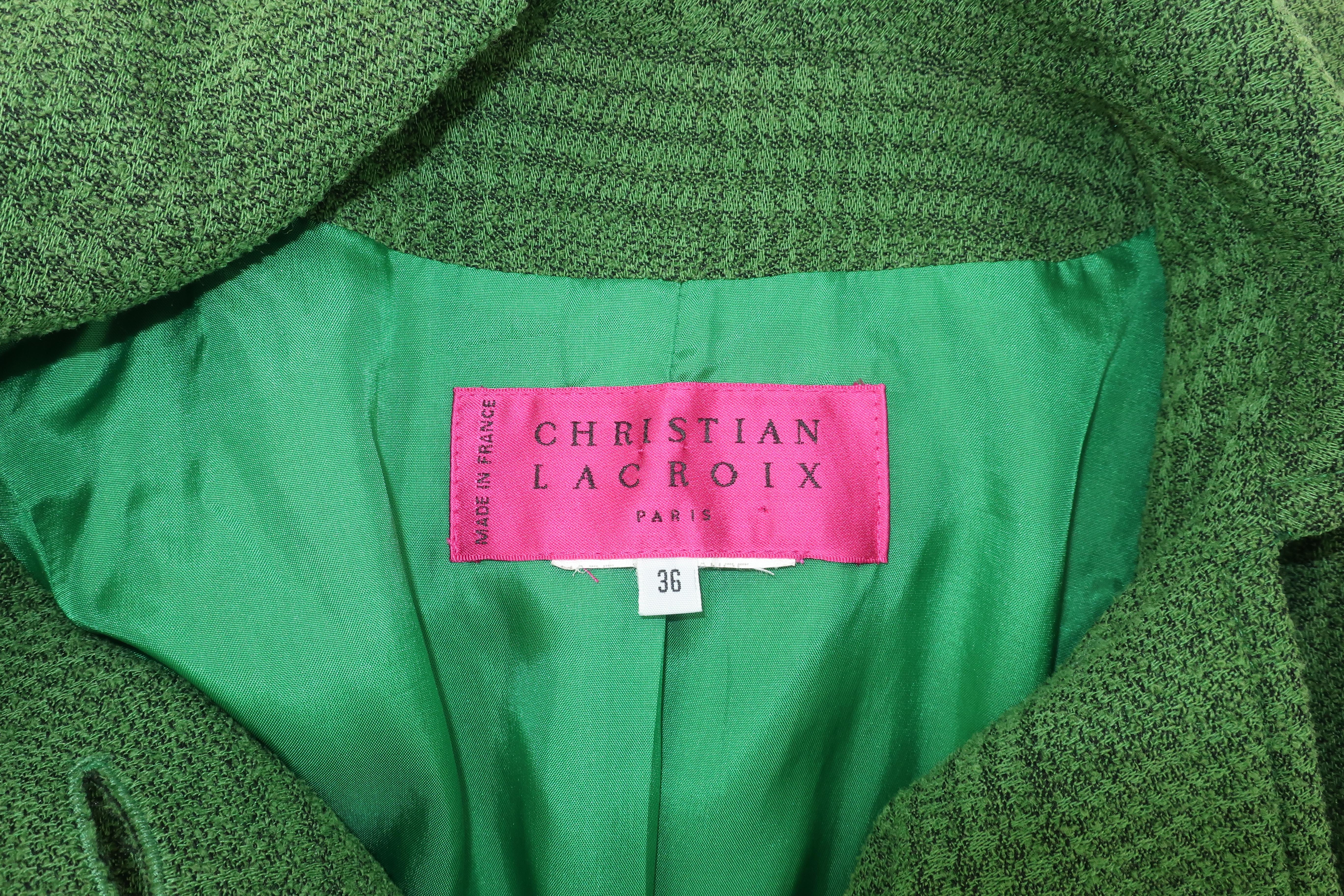 Christian Lacroix Green Glen Plaid Wool Cropped Jacket, 1980's 5