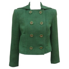Christian Lacroix Green Glen Plaid Wool Cropped Jacket, 1980
s