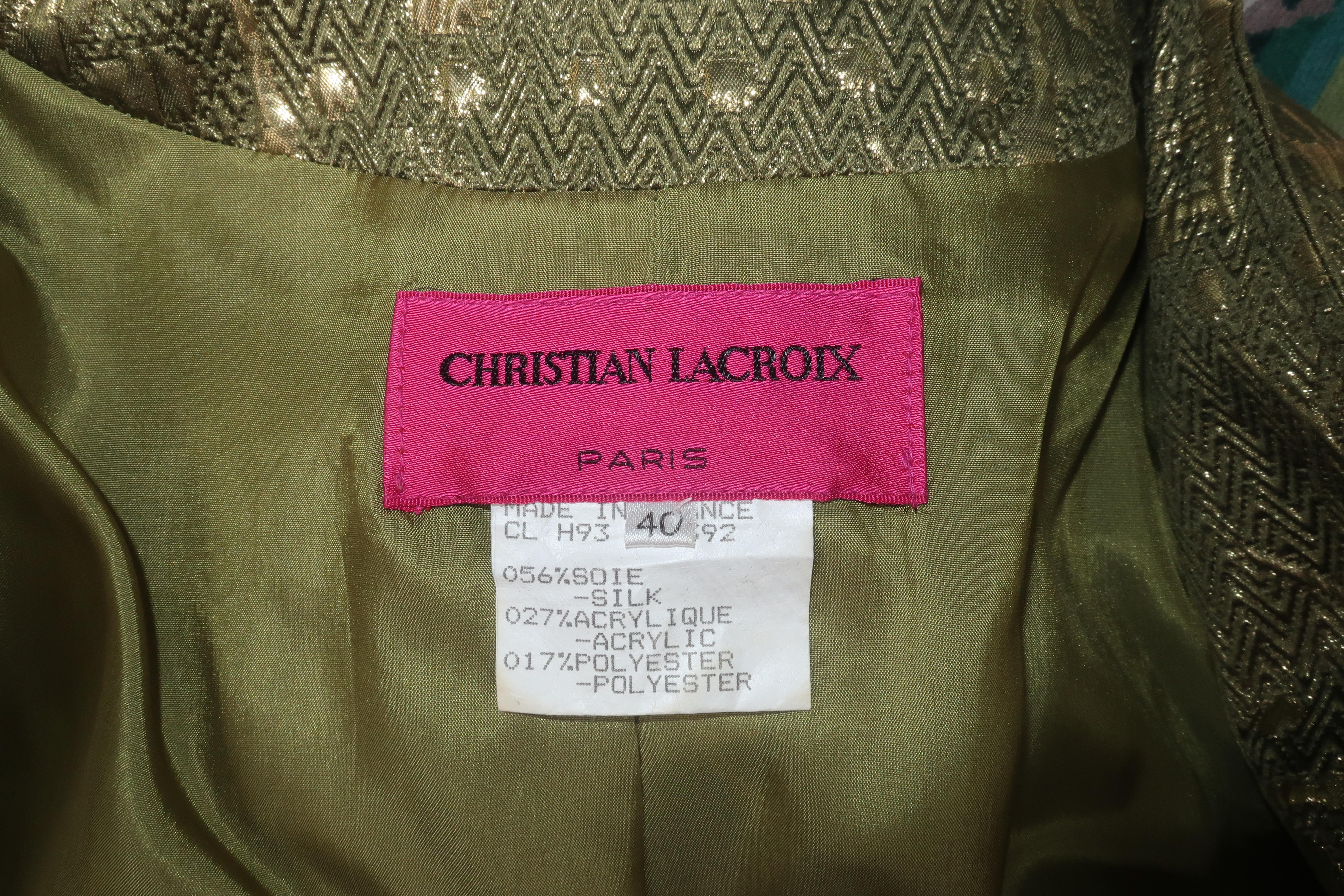 Christian Lacroix - Tailleur da sera in Greene & Greene Oro, anni '80 in vendita 6