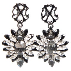 Christian Lacroix Gun Metal Toned Crystal Earrings