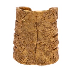 Christian Lacroix Hammered and Engraved Gilted Metal Cuff Bracelet