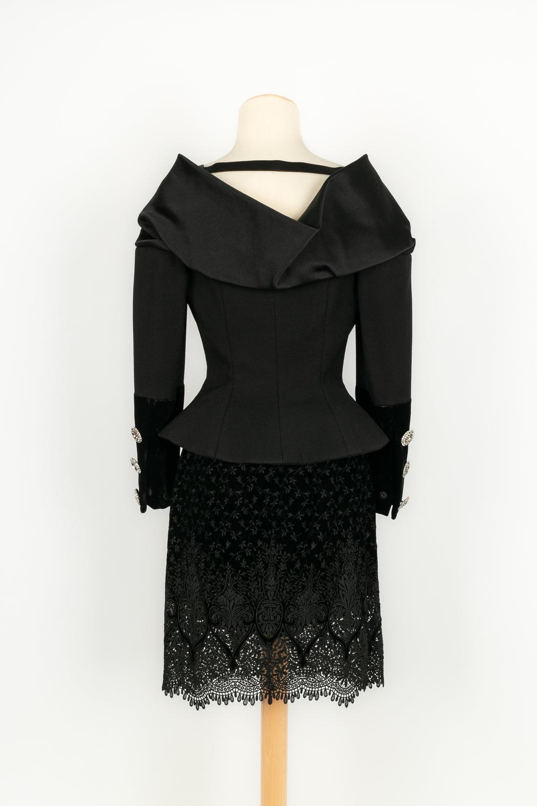 Women's Christian Lacroix Haute Couture Black Jacket and Skirt Set For Sale