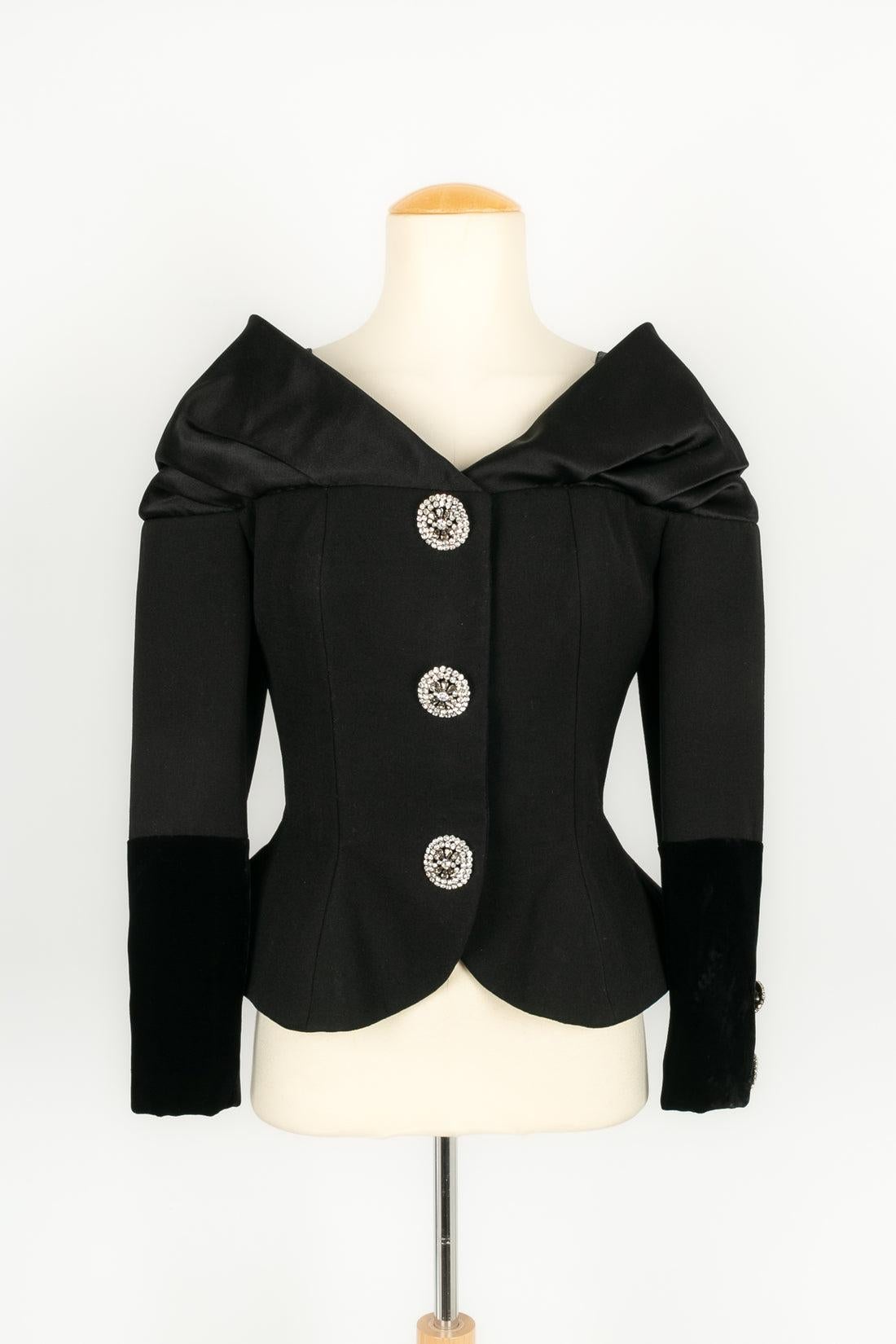 Christian Lacroix Haute Couture ensemble veste et jupe noire en vente 1