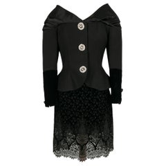Christian Lacroix Haute Couture Black Jacket and Skirt Set