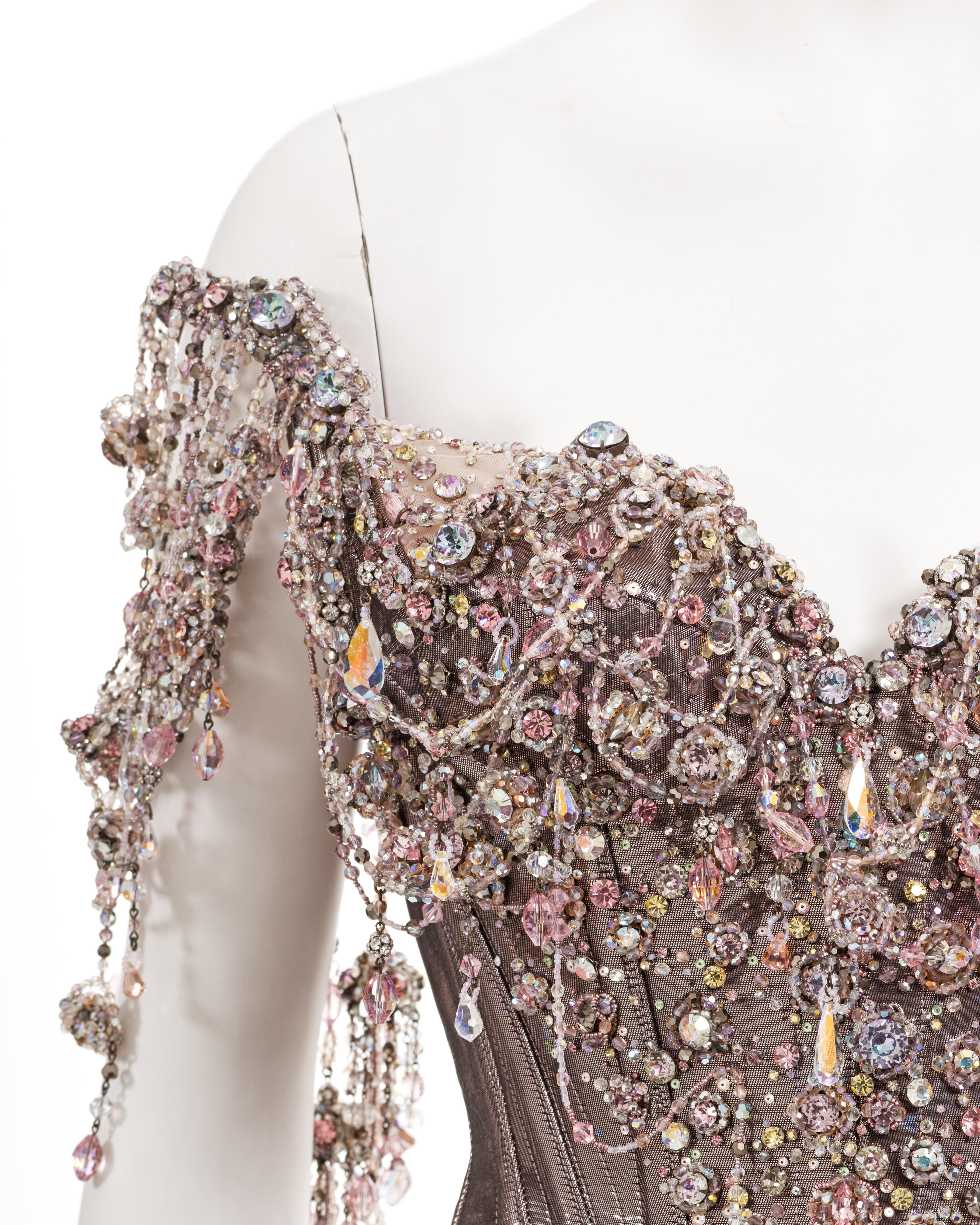 Gray Christian Lacroix Haute Couture Crystal Adorned Mr. Pearl Corset, ss 1996