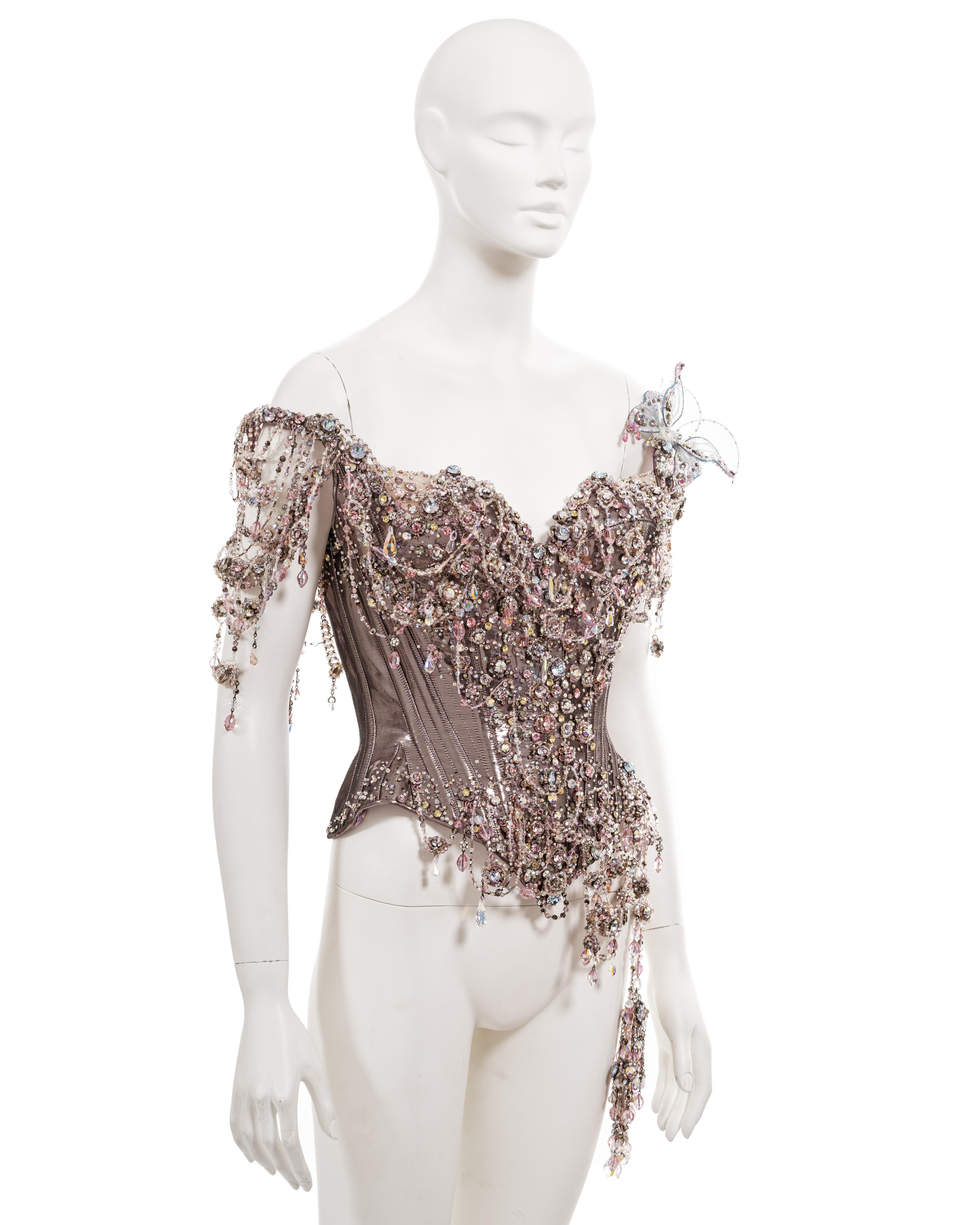 Christian Lacroix Haute Couture Crystal Adorned Mr. Pearl Corset, ss 1996 1