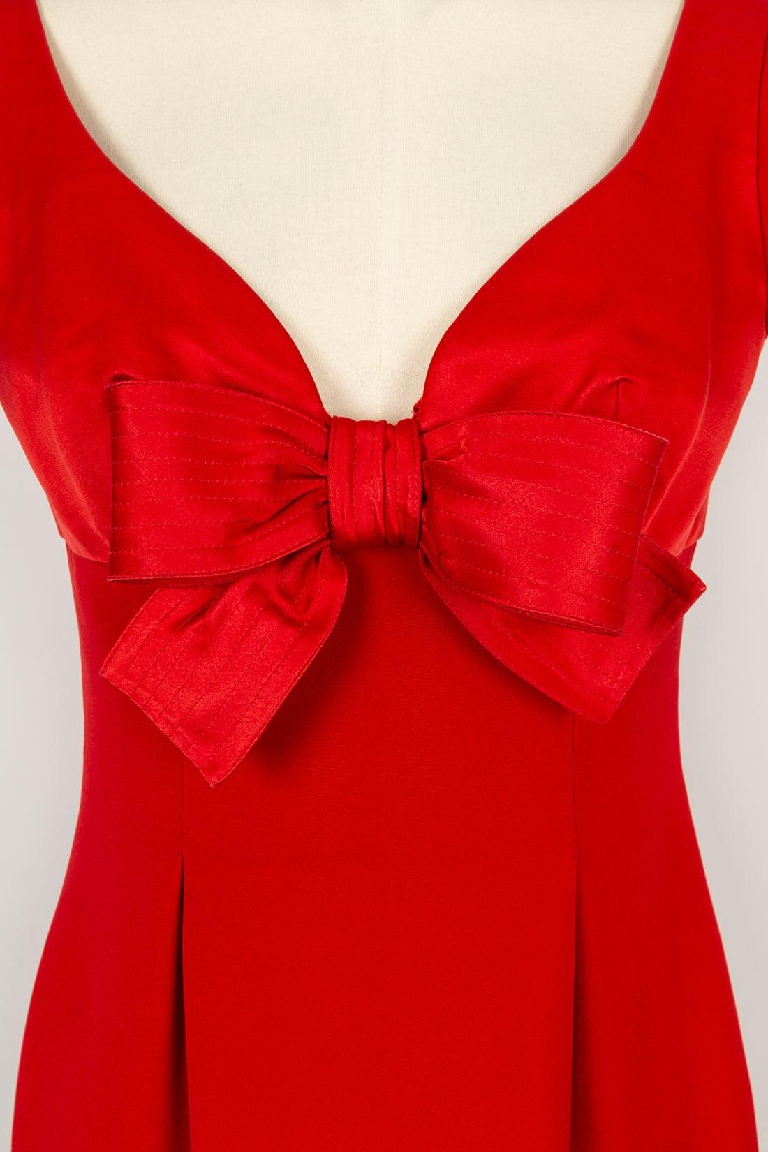 De las mujeres Vestido de Alta Costura Christian Lacroix de seda roja con forro de seda, 1995 en venta