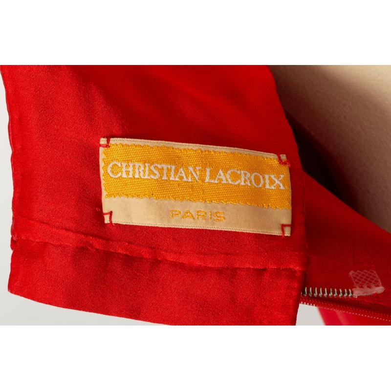 Christian Lacroix Haute Couture Dress in Red Silk with Silk Lining, 1995 For Sale 4