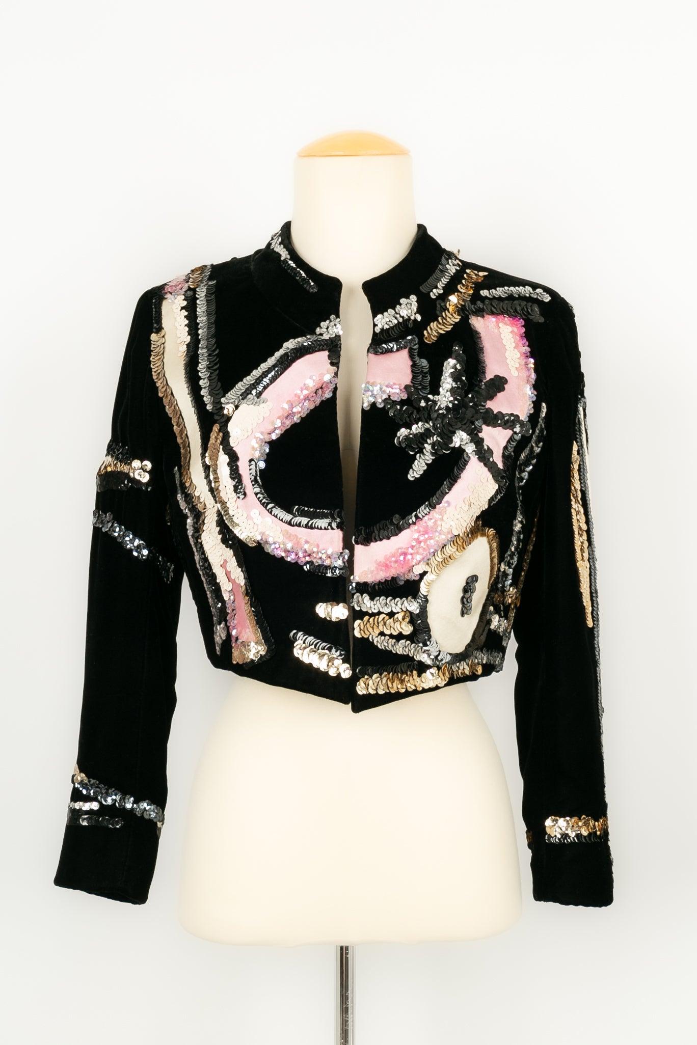 Women's Christian Lacroix Haute Couture Set Composed of Black Velvet Jacket For Sale