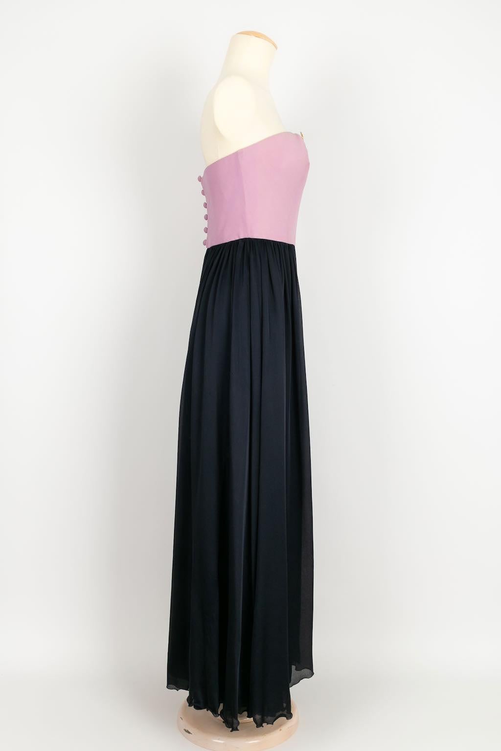 Christian Lacroix Haute Couture Two-Tone Silk Jumpsuit In Excellent Condition For Sale In SAINT-OUEN-SUR-SEINE, FR