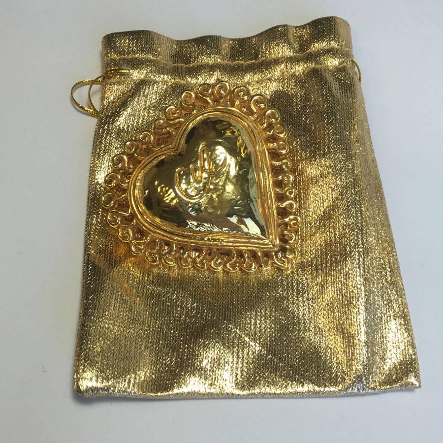 CHRISTIAN LACROIX Heart Brooch in Gilded Metal 2