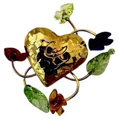 Christian Lacroix Heart brooch with colorful stones, 2000s 