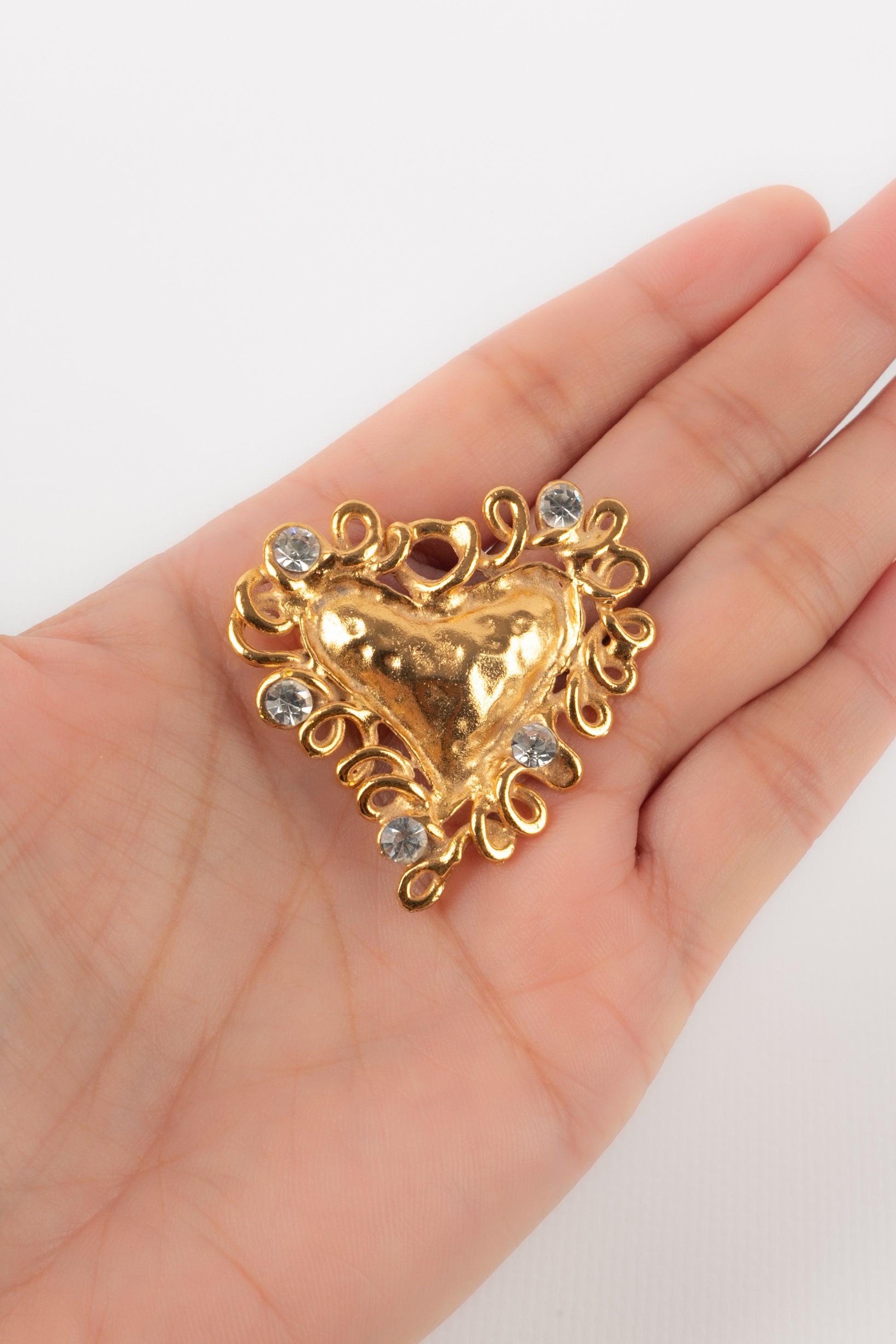 Christian Lacroix Heart Brooch with Rhinestones 1