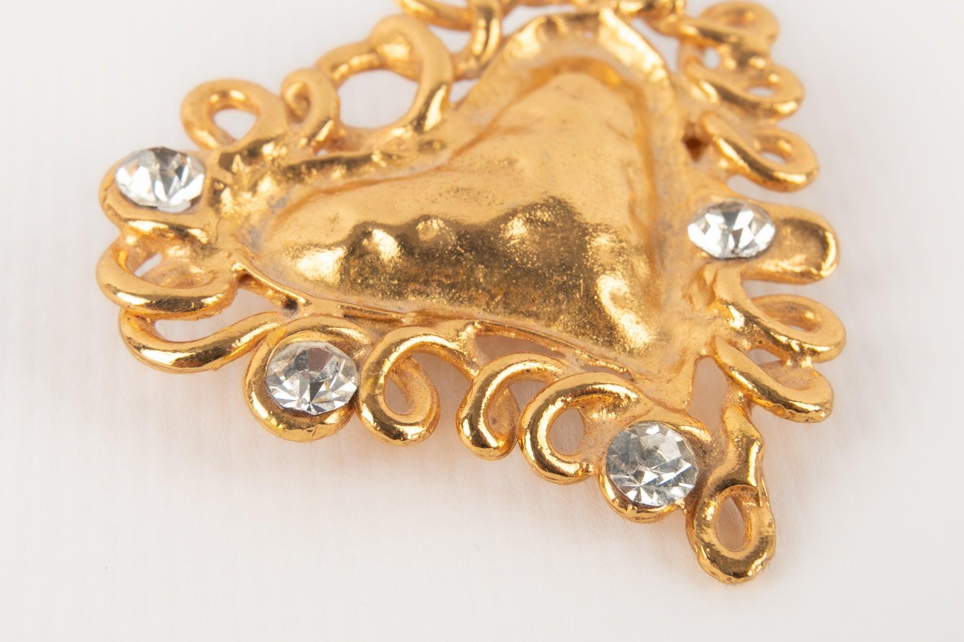 Christian Lacroix Heart Brooch with Rhinestones In Excellent Condition In SAINT-OUEN-SUR-SEINE, FR