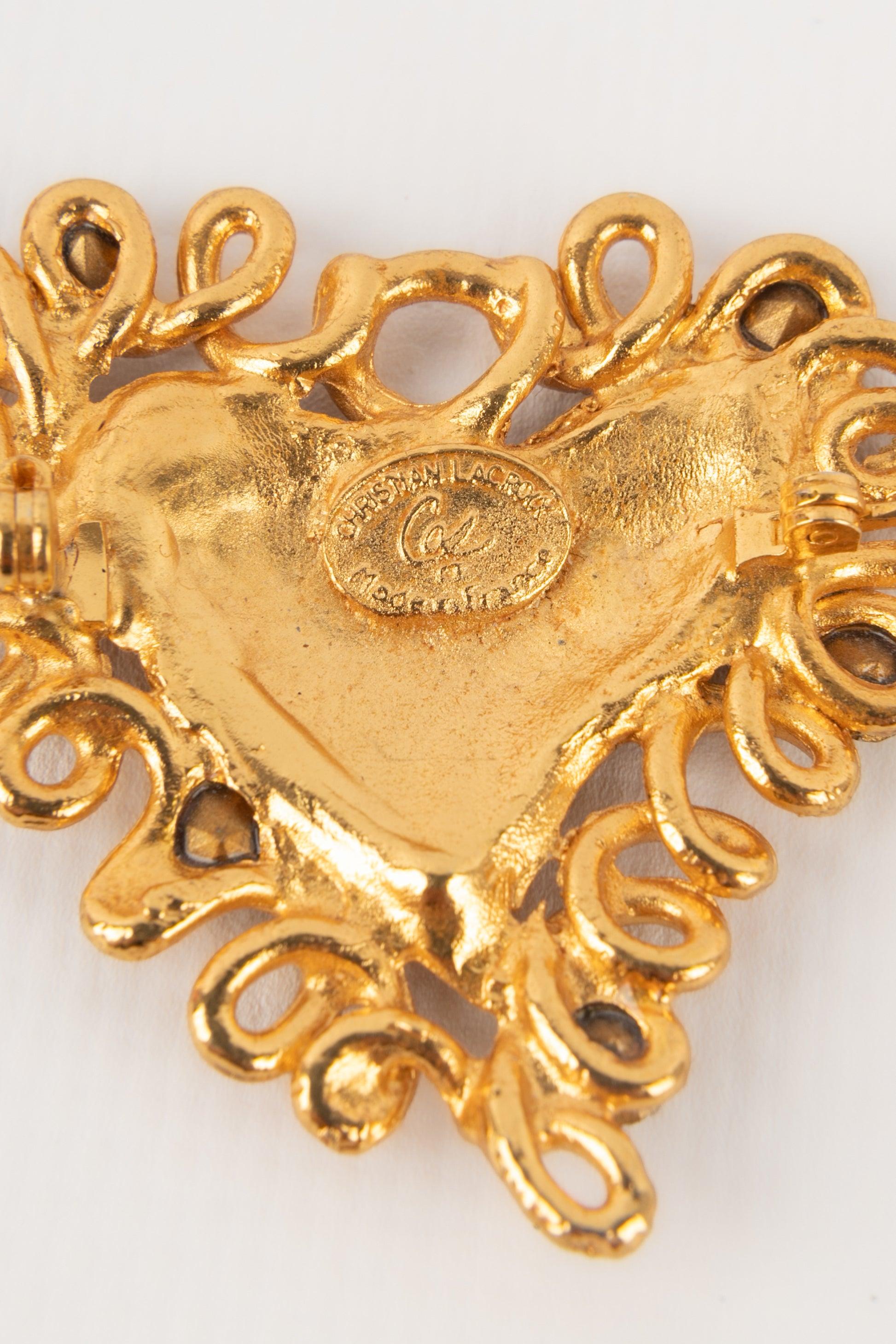 Women's Christian Lacroix Heart Brooch with Rhinestones
