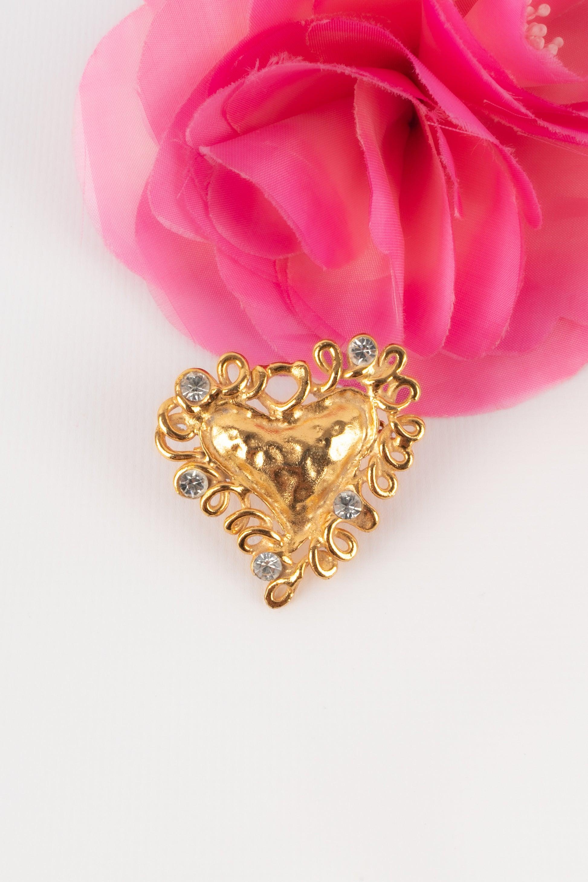 Christian Lacroix Heart Brooch with Rhinestones 2