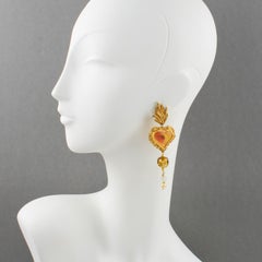 Christian Lacroix Herz Kamee Clip-Ohrringe mit Murano Glasperle