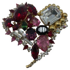 Christian Lacroix Heart Shape Color Rhinestone brooch
