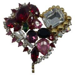Christian Lacroix Heart Shape Color Rhinestone brooch