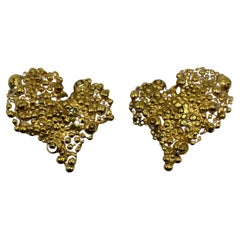 Christian Lacroix Heart Shaped Gold Toned Clip-On Earrings