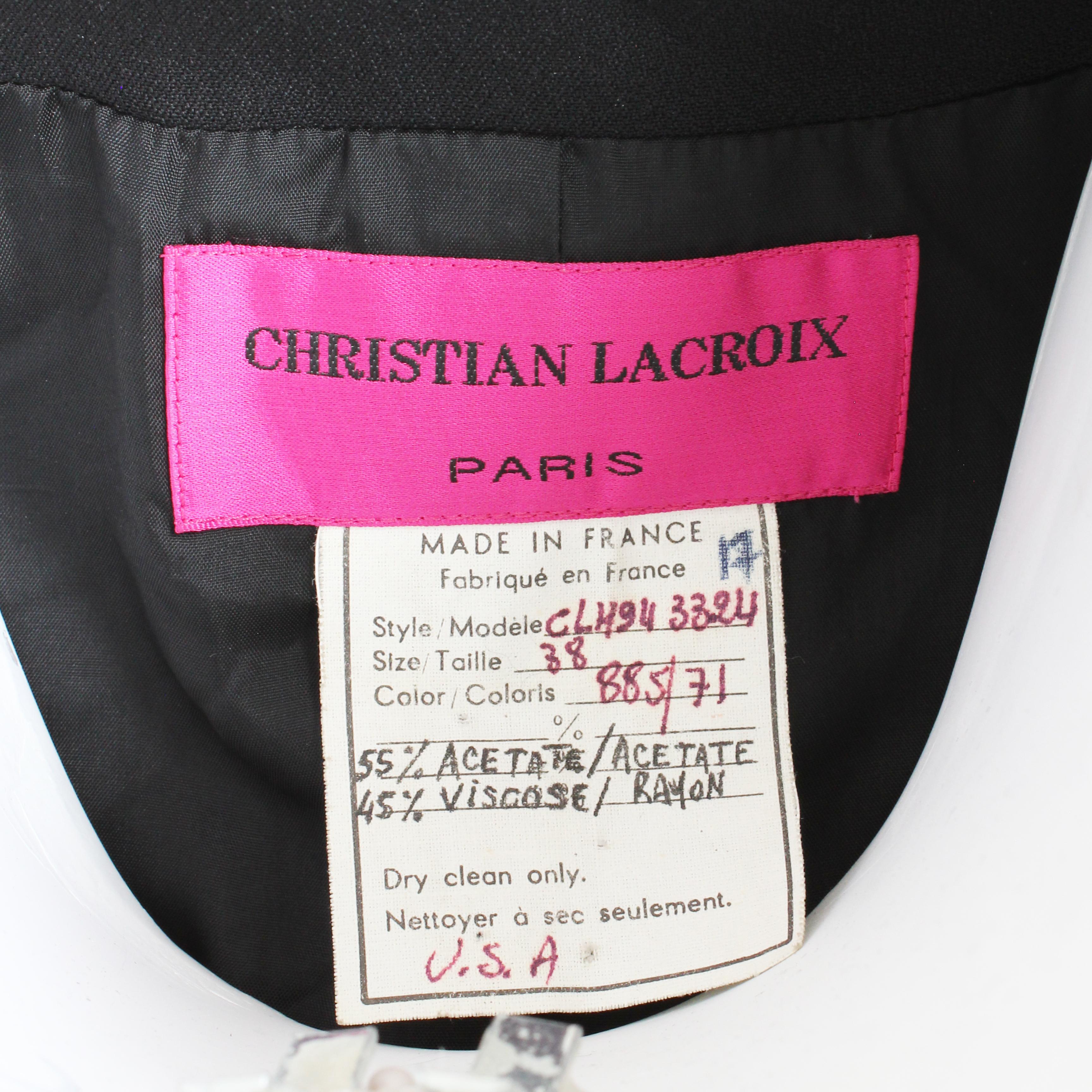 Christian Lacroix Jacket Stars and Sequins Black Structured Gabardine Velvet 90s For Sale 5