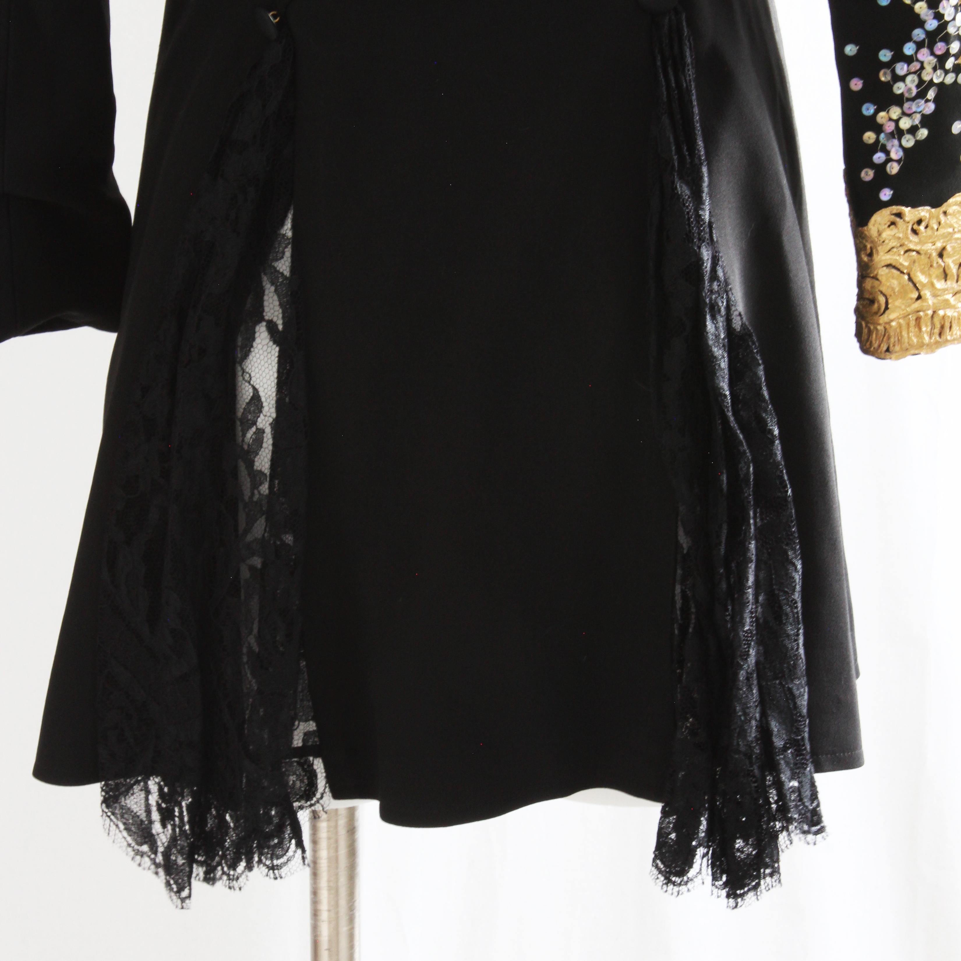 Christian Lacroix Jacket Stars and Sequins Black Structured Gabardine Velvet 90s For Sale 3