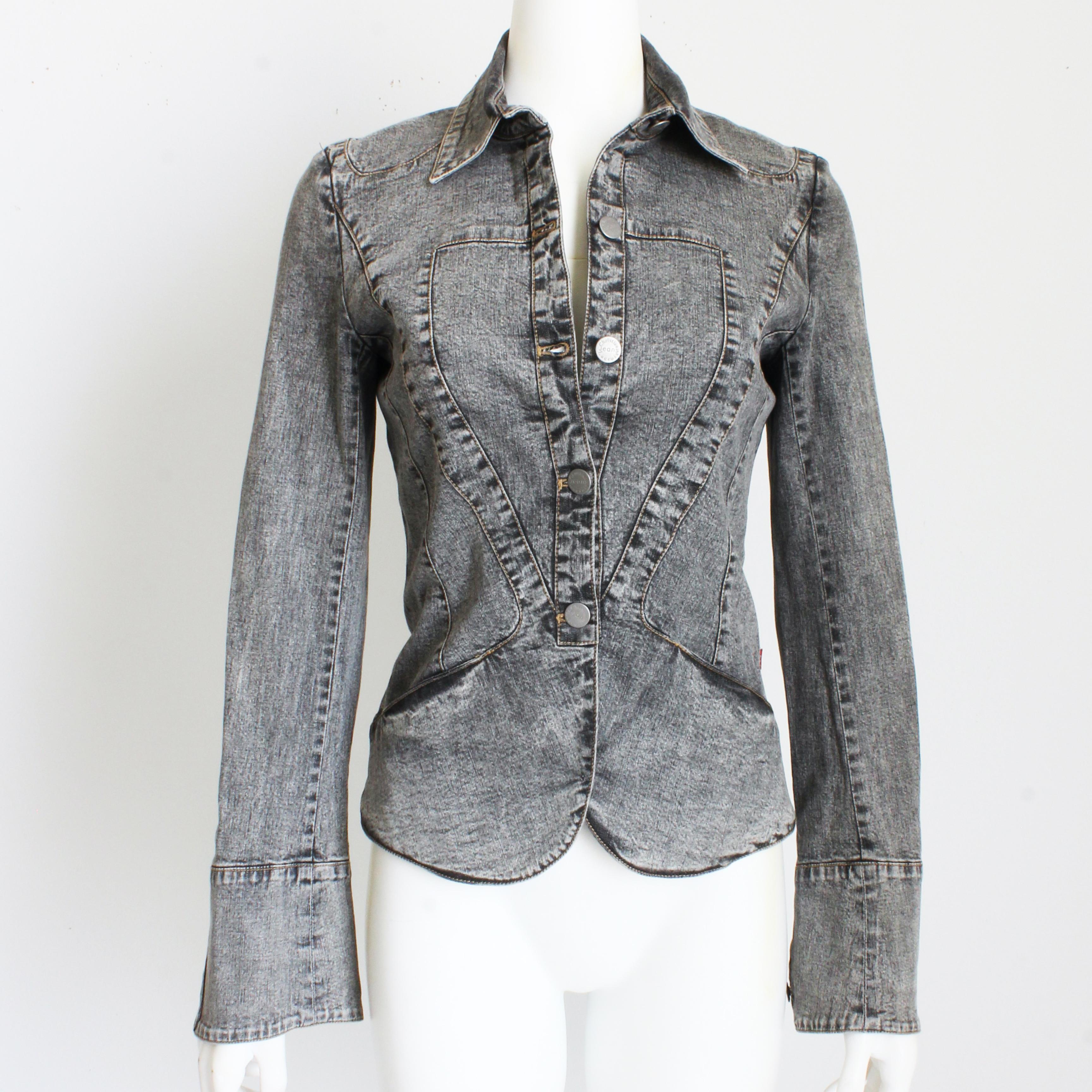 Christian Lacroix Jacket with Embellished Heart Distressed Denim Y2K Size 38  In Good Condition In Port Saint Lucie, FL