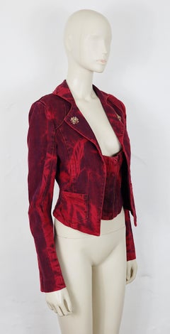 Christian Lacroix Jeansjacke aus marmoriertem Baumwollstoff in der Farbe „Vintage Raspberry“