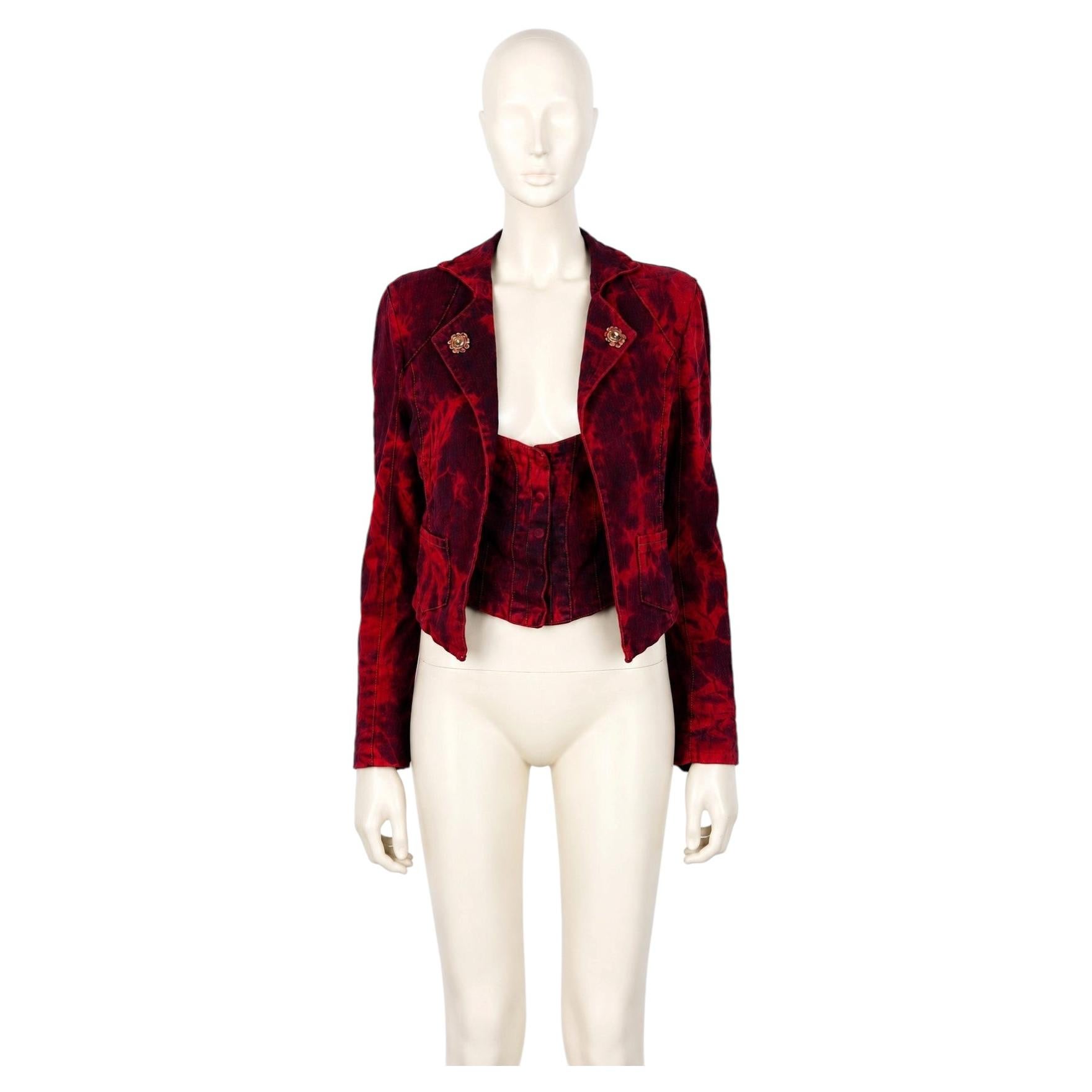 Veste en coton marbré couleur framboise vintage « Jean » de Christian Lacroix en vente