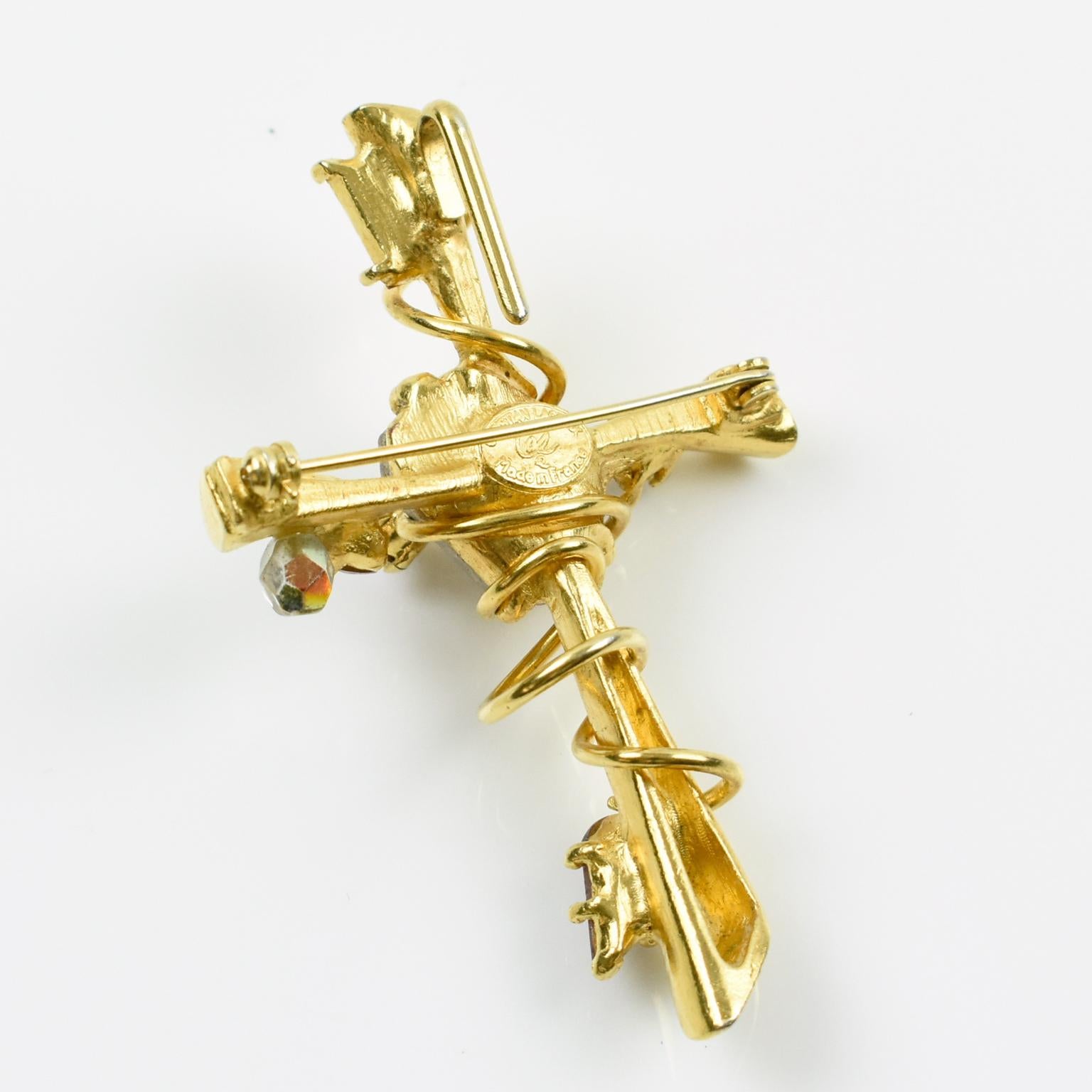 Women's or Men's Christian Lacroix Jeweled Cross Pin Brooch