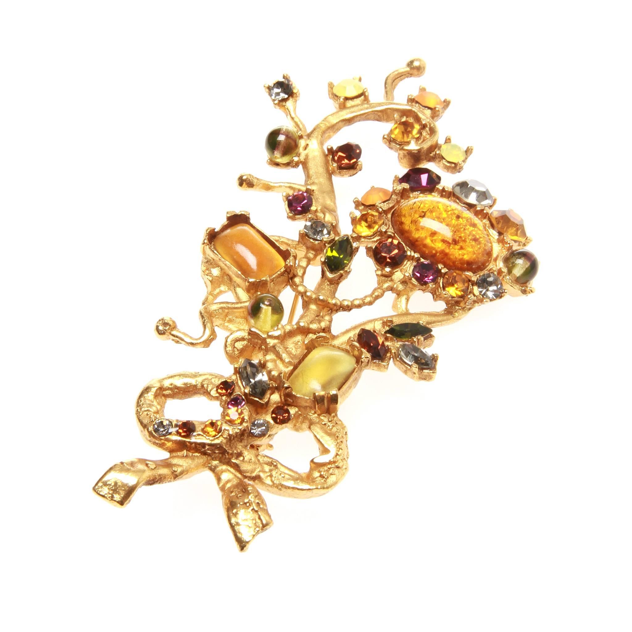 Christian Lacroix Jewelled Sunflower Floral Brooch