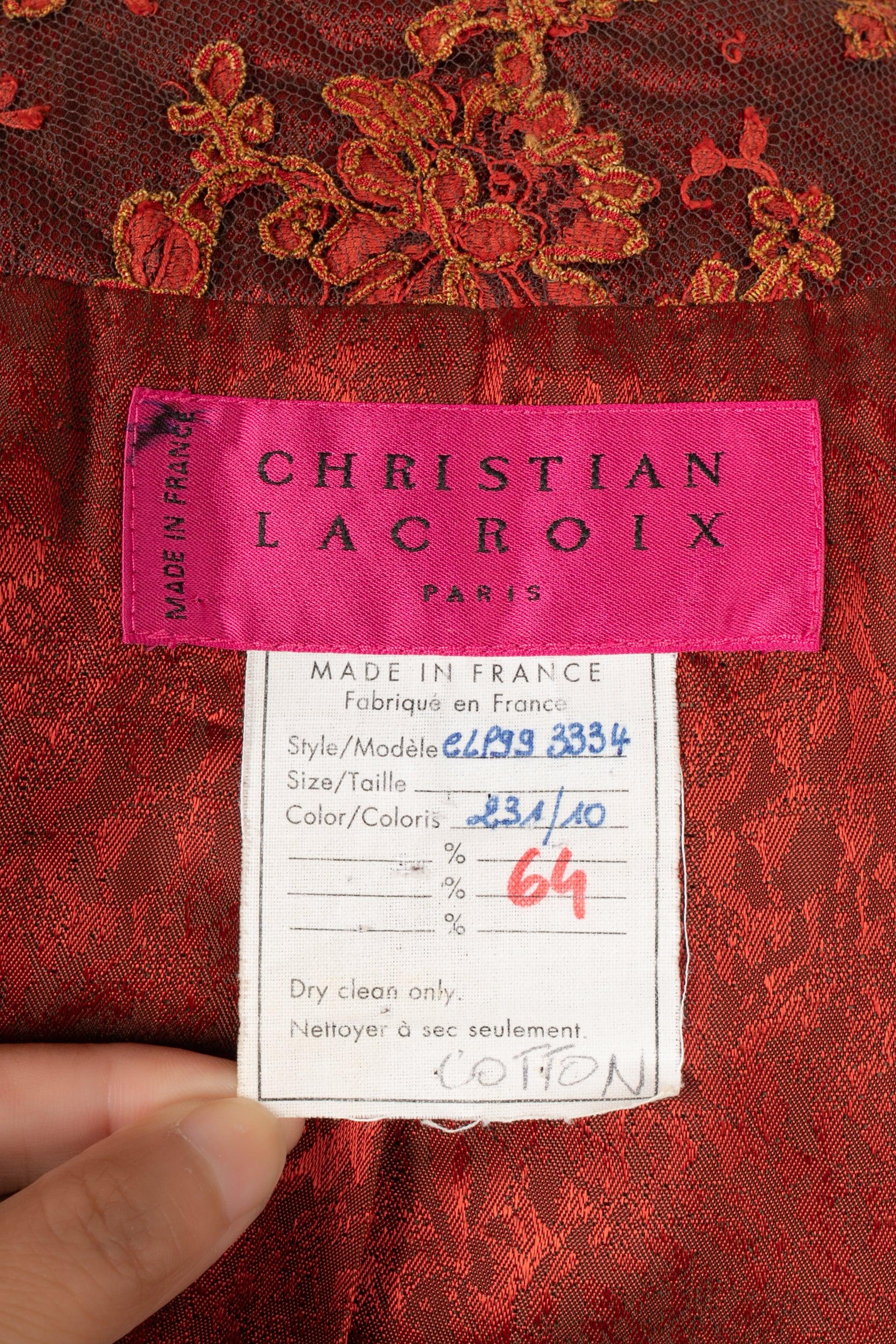 Christian Lacroix veste en dentelle et tissu dans les tons rouge/ruse en vente 3