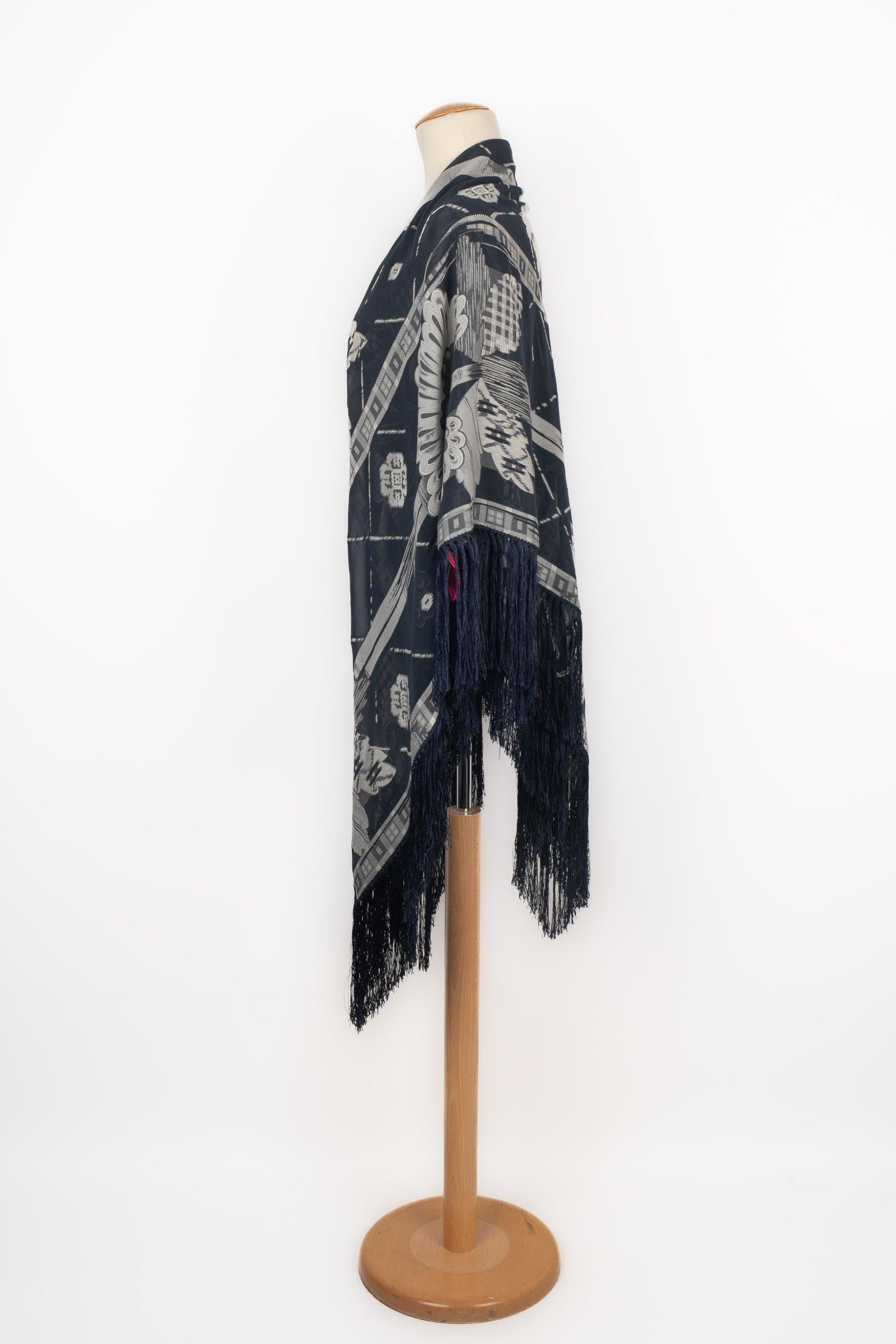 Women's Christian Lacroix Large Blue-tone Blended Silk Stole For Sale