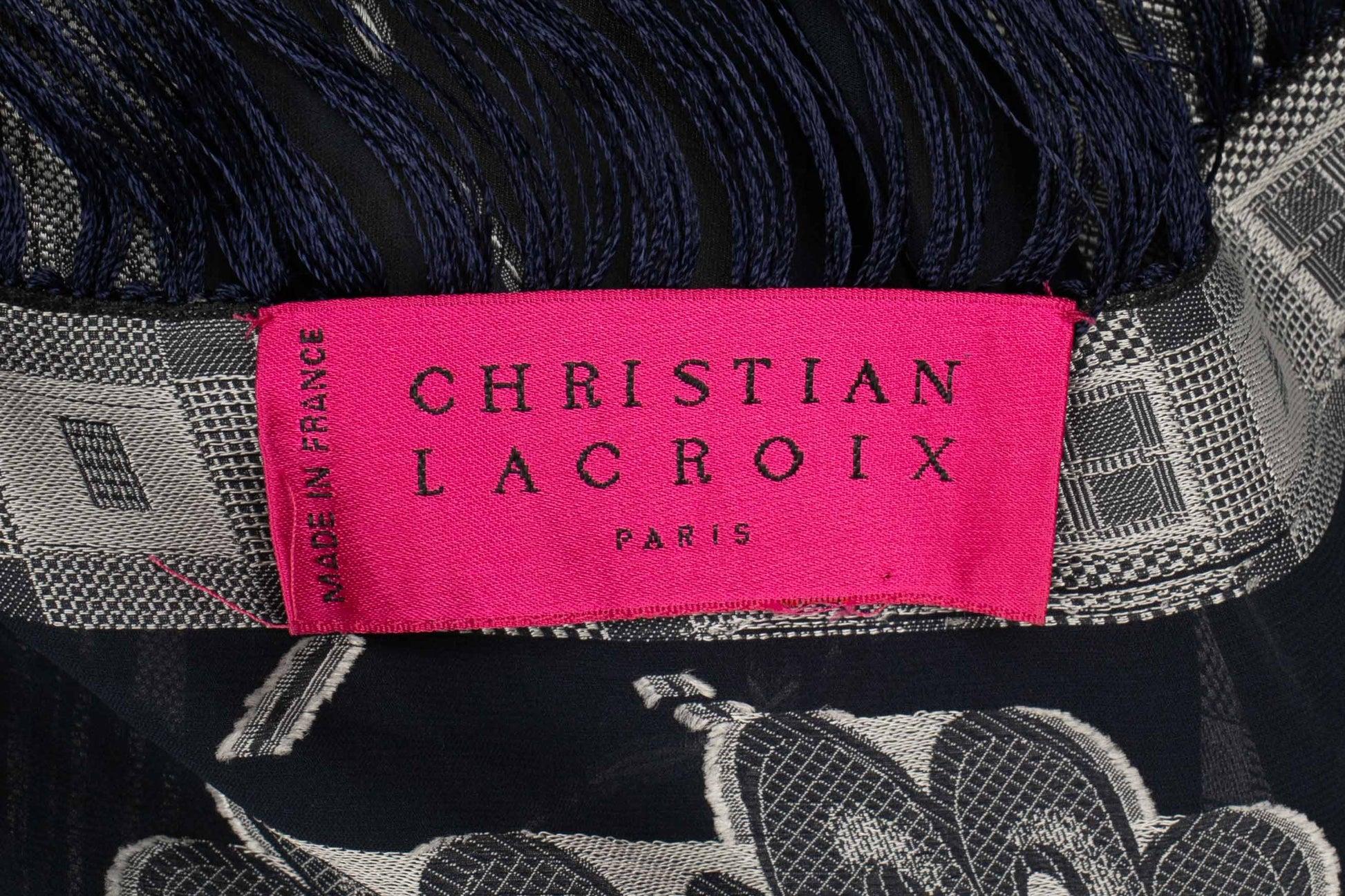 Christian Lacroix Large Blue-tone Blended Silk Stole For Sale 2