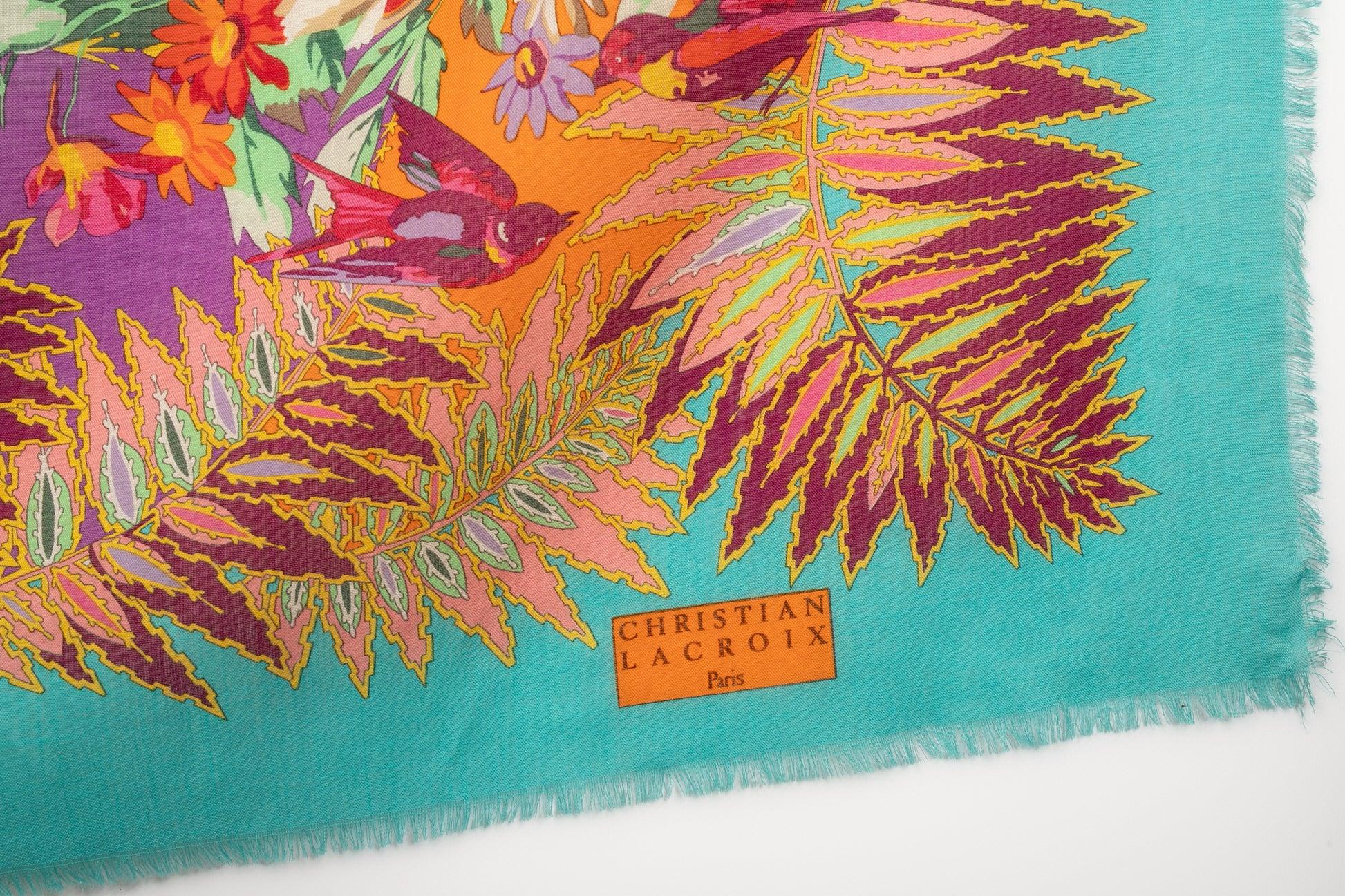 Christian Lacroix Large Wool Cheesecloth Foulard/Scarf In Excellent Condition For Sale In SAINT-OUEN-SUR-SEINE, FR