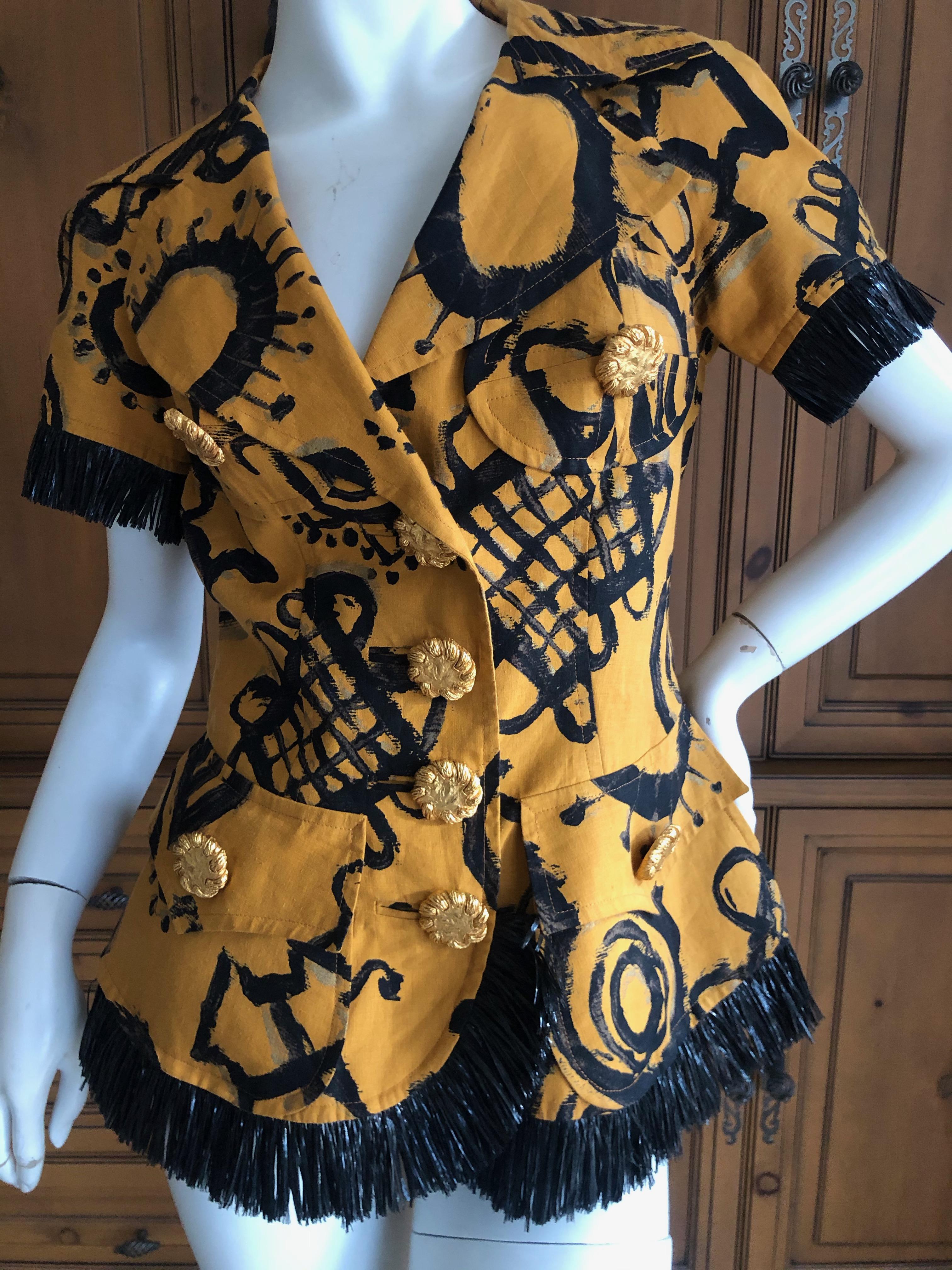 Women's Christian Lacroix Linen Raffia Trimmed Vintage Jacket For Sale