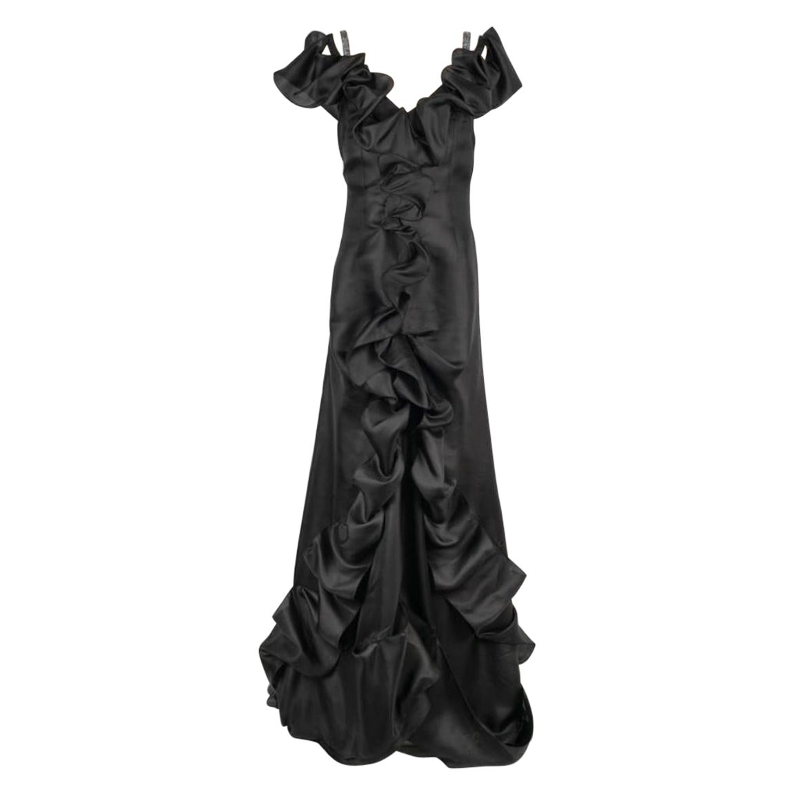 Christian Lacroix Long Black Organza Dress, 2007