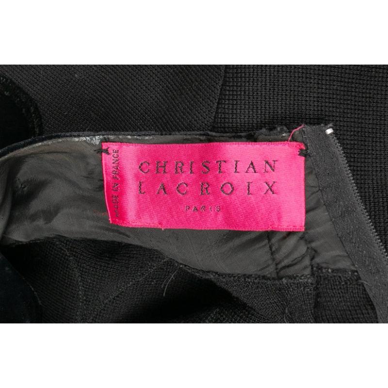 Ensemble Top à manches longues et jupe rose en velours noir de Christian Lacroix en vente 3