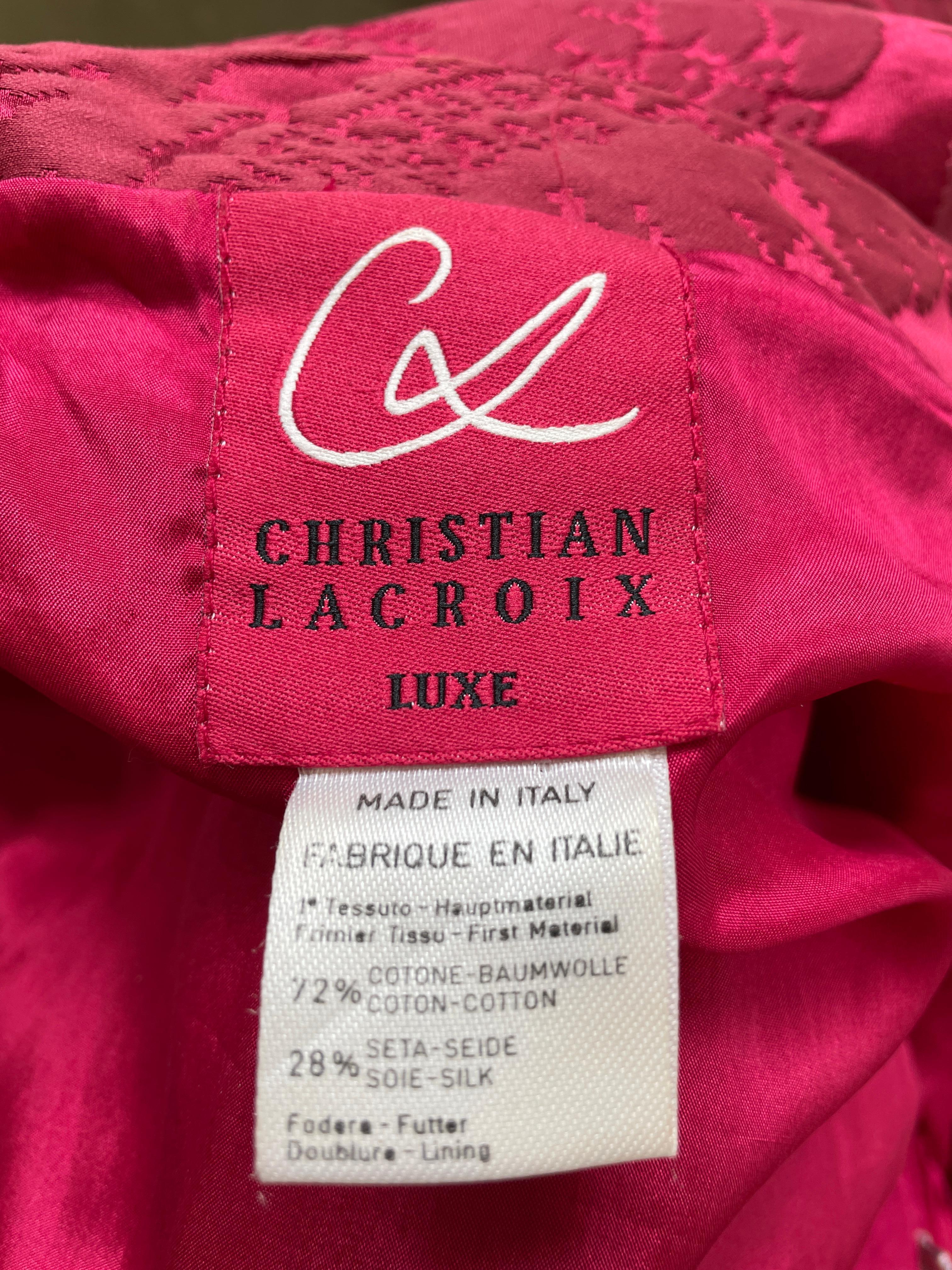 Christian Lacroix Luxe Collection Fall 1988 Vermillion Jacquard Belted Dress  2