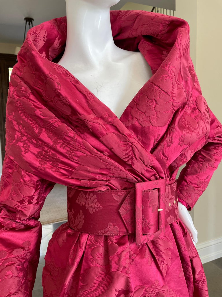 Christian Lacroix Luxe Collection Fall 1988 Vermillion Jacquard Belted ...
