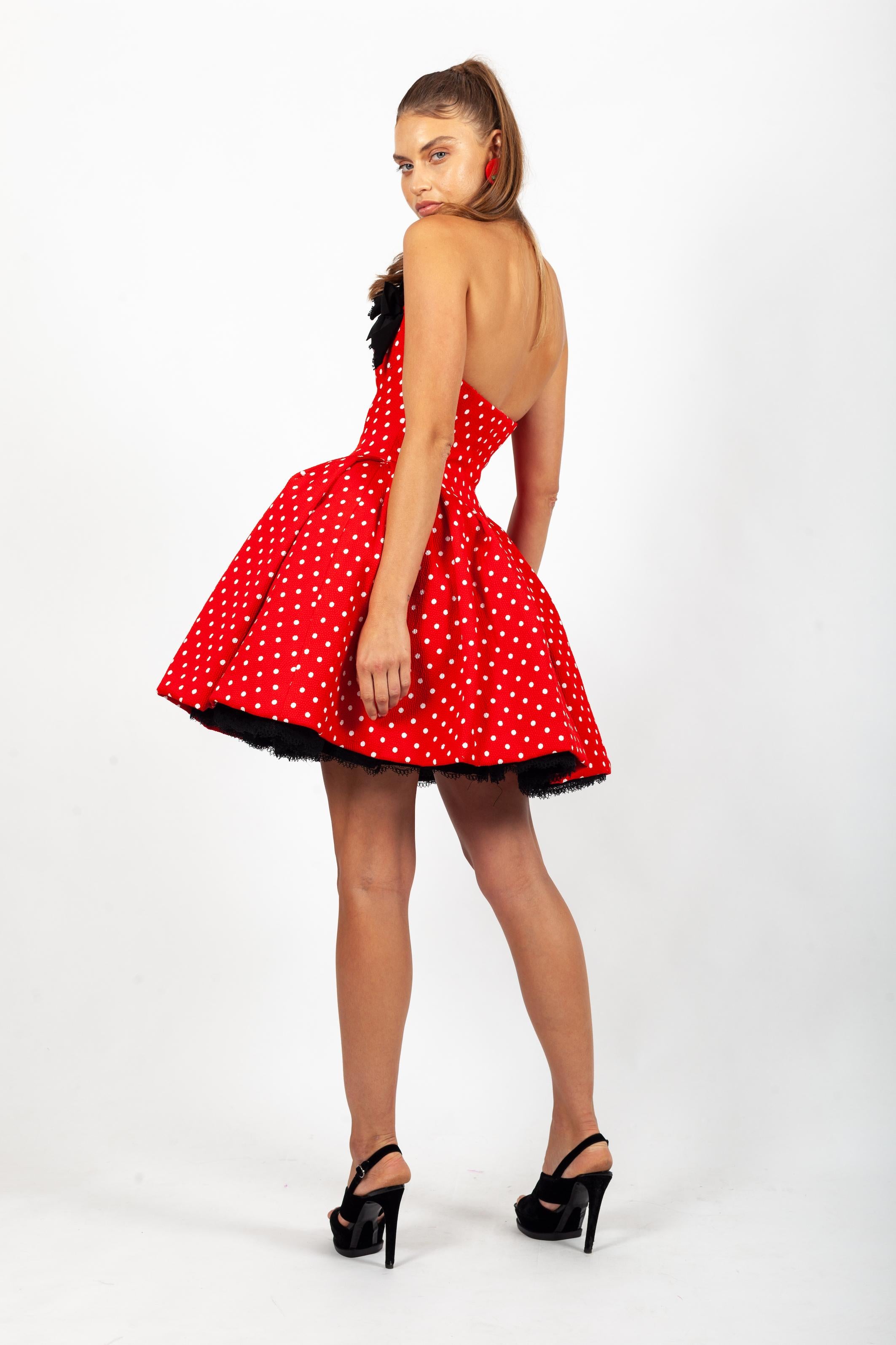 Christian Lacroix Luxe S/S 1988 Runway - Robe petticoat à poignets à pois Excellent état - En vente à BELLEVUE HILL, NSW