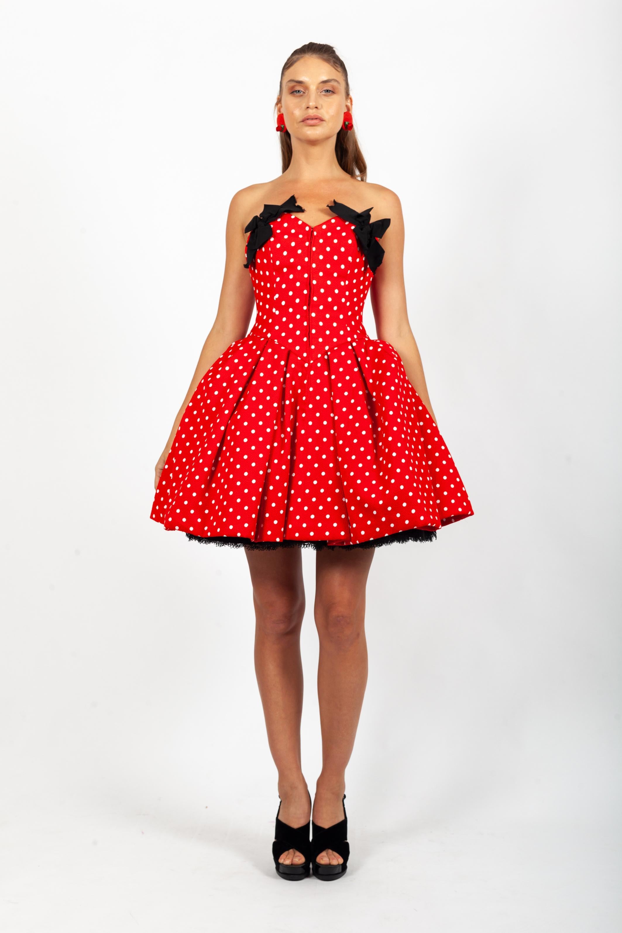 Christian Lacroix Luxe S/S 1988 Runway - Robe petticoat à poignets à pois Pour femmes en vente