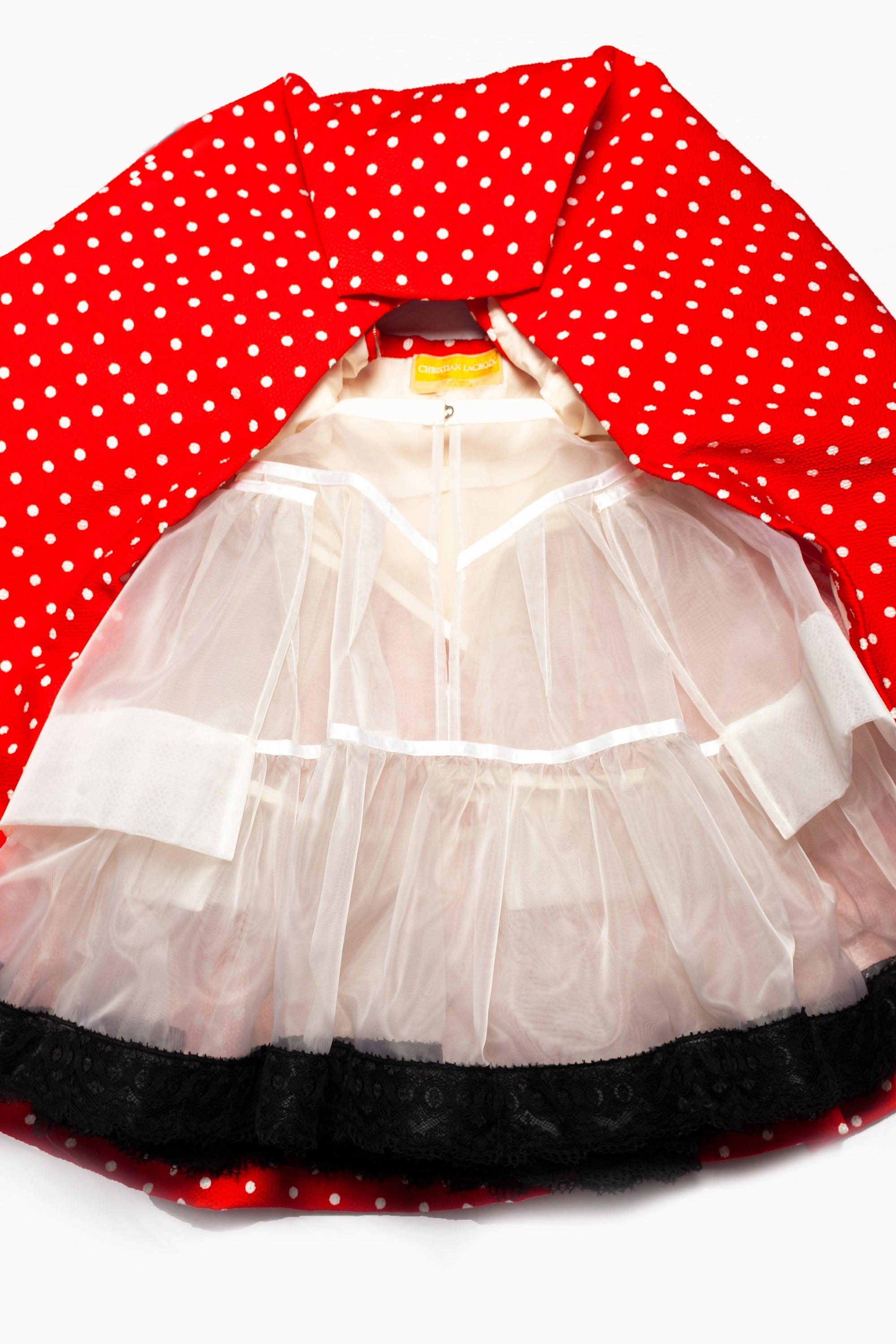 Christian Lacroix Luxe S/S 1988 Runway - Robe petticoat à poignets à pois en vente 4