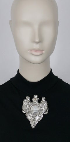 CHRISTIAN LACROIX Massive Mirror Heart Brooch Pendant Ltd Edition Christmas 2007