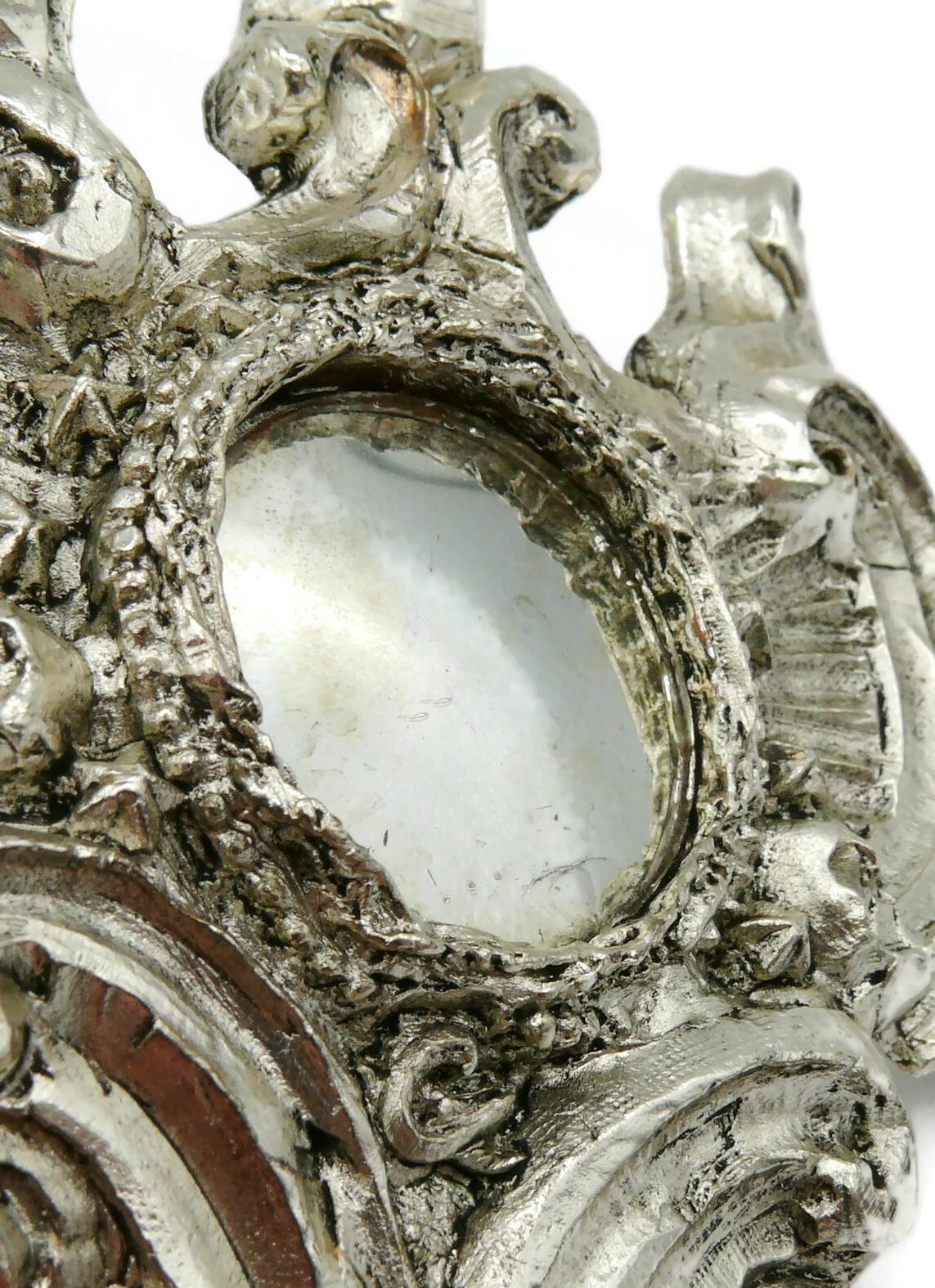 CHRISTIAN LACROIX Massive Mirror Heart Brooch Pendant Ltd Edition Christmas 2007 For Sale 4