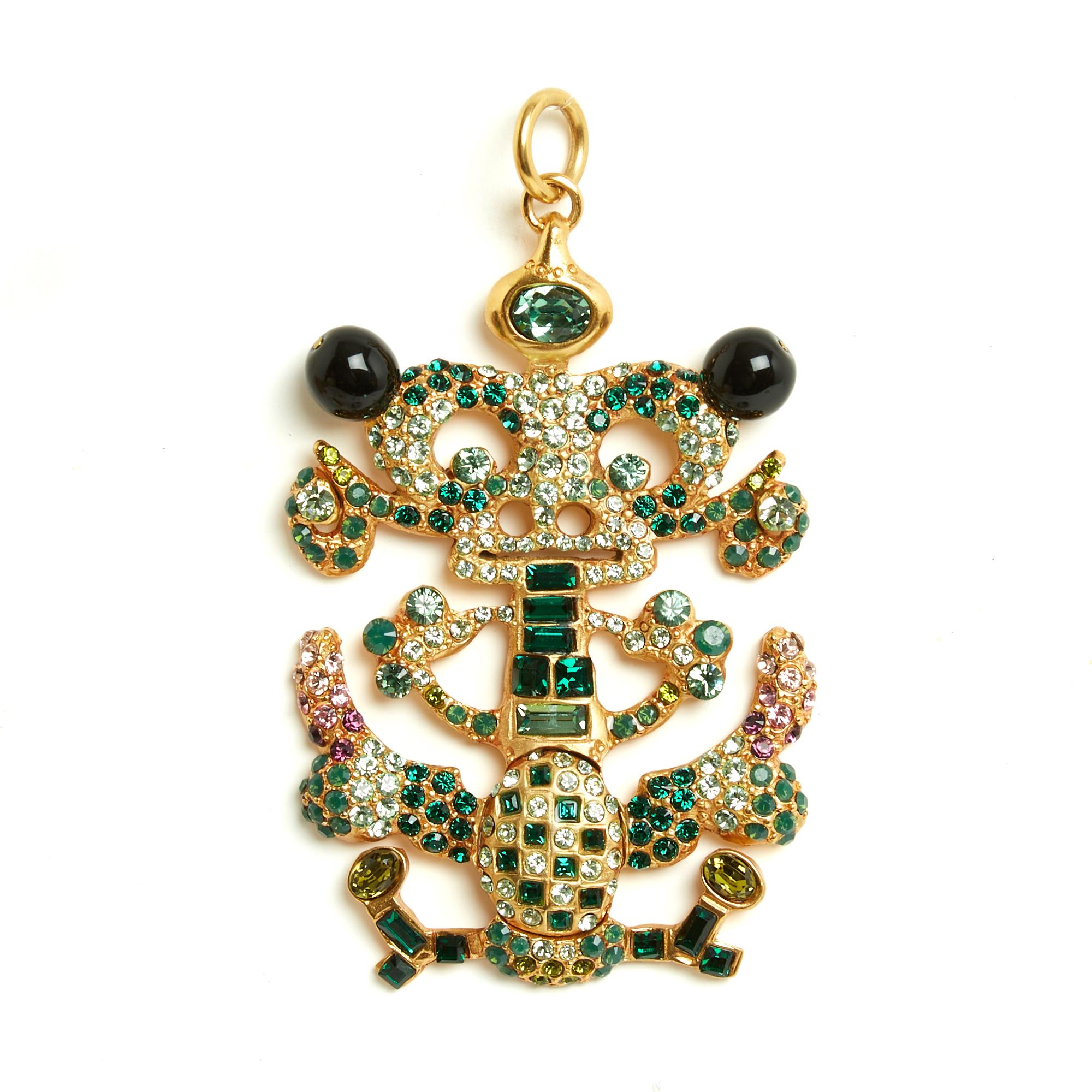 Christian Lacroix Maxi Pendentif Collier 1990 Or Vert XL Collier pendentif Excellent état - En vente à PARIS, FR